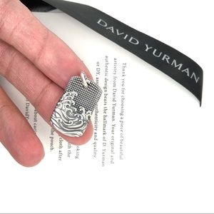 New David Yurman 25 MM Wave Tag Necklace Pendant 925 Silver Mens Women Unisex DY
